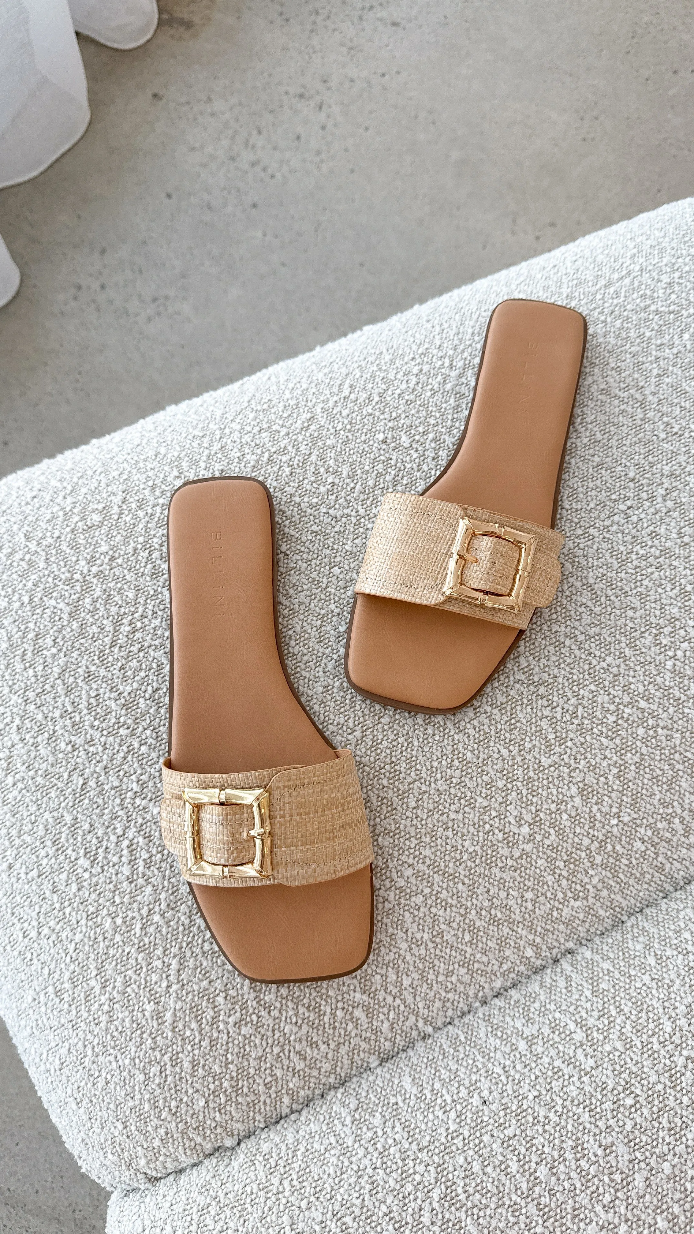 Xabi Slides - Natural Raffia Billy J