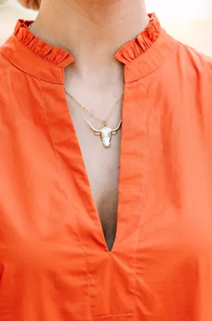 Yochi: Gold Longhorn Necklace