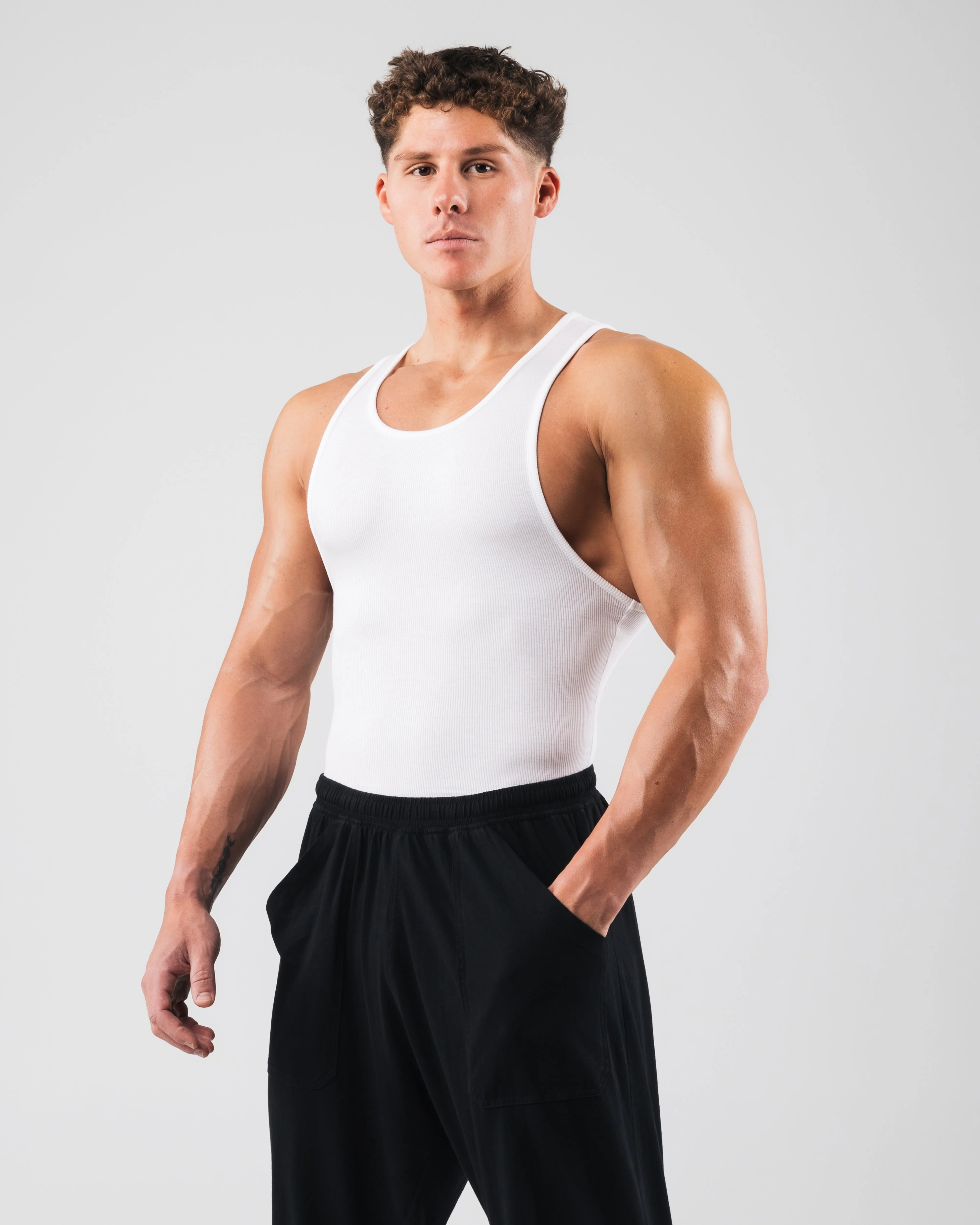 Zero Ribbed Tank 2pk - White Alphalete Athletics